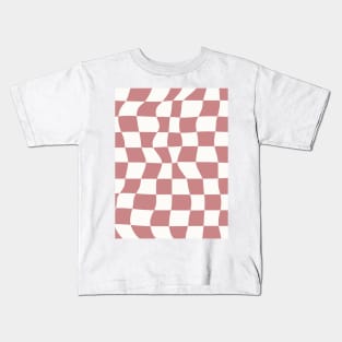 Retro Checkerboard Pattern Dusty Pink Color Kids T-Shirt